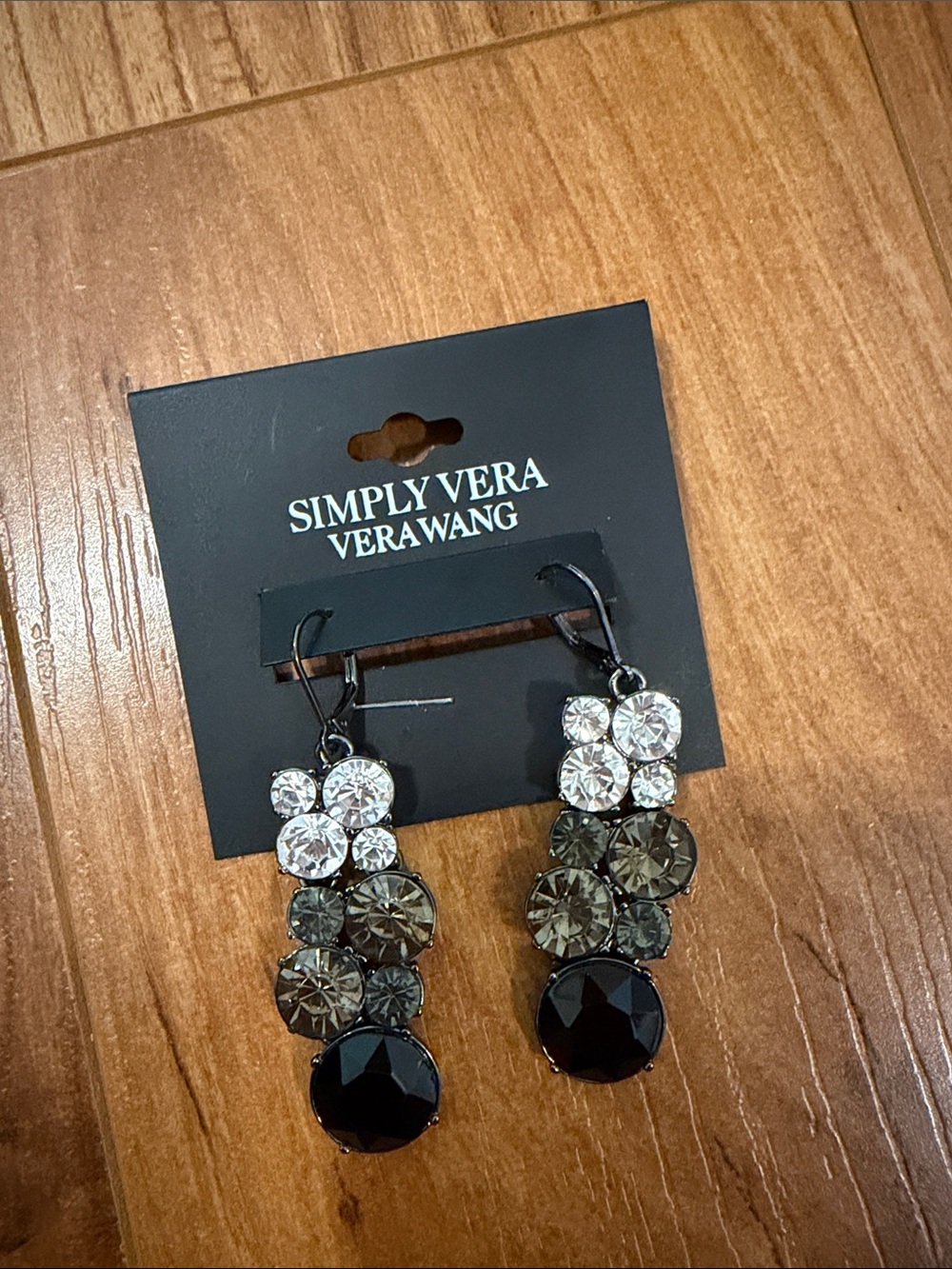 Simply Vera Vera Wang Black and Clear Multi-Stone Dangle Earrings
